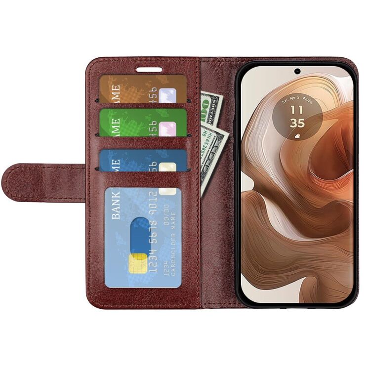 Чехол-книжка Deexe Wallet Style для Motorola Edge 50 Ultra - Brown: фото 2 из 7
