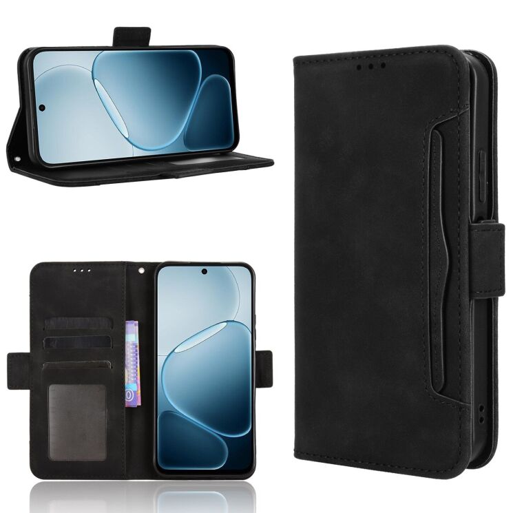 Чехол-книжка с карманами Deexe Wallet Stand для OPPO A6x - Black: фото 7 из 16