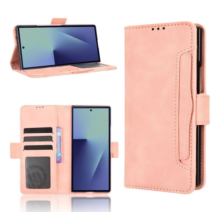 Чехол-книжка с карманами Deexe Wallet Stand (FF) для Samsung Galaxy Fold 8 Ultra - Pink: фото 8 из 8