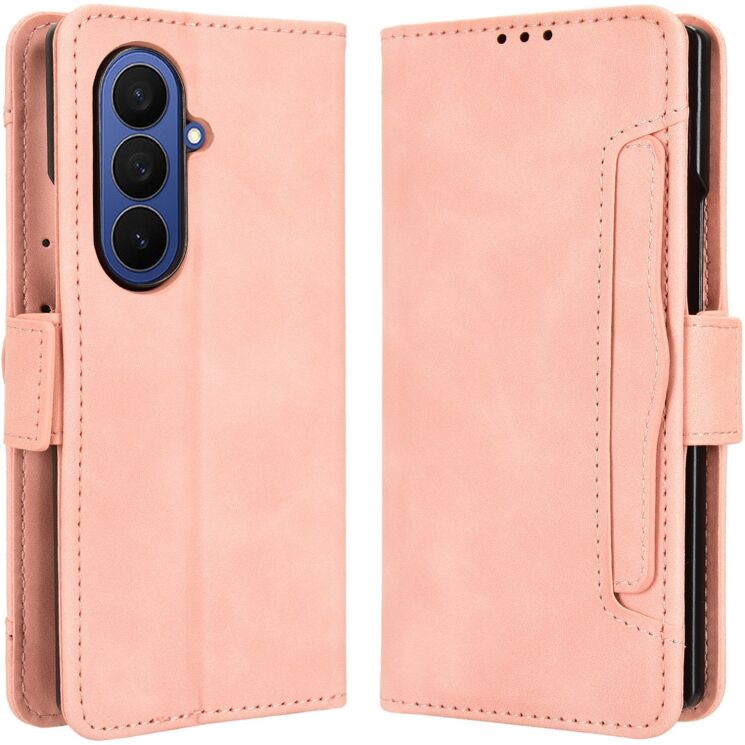 Чехол-книжка с карманами Deexe Wallet Stand (FF) для Samsung Galaxy Fold 8 Ultra - Pink: фото 1 из 8