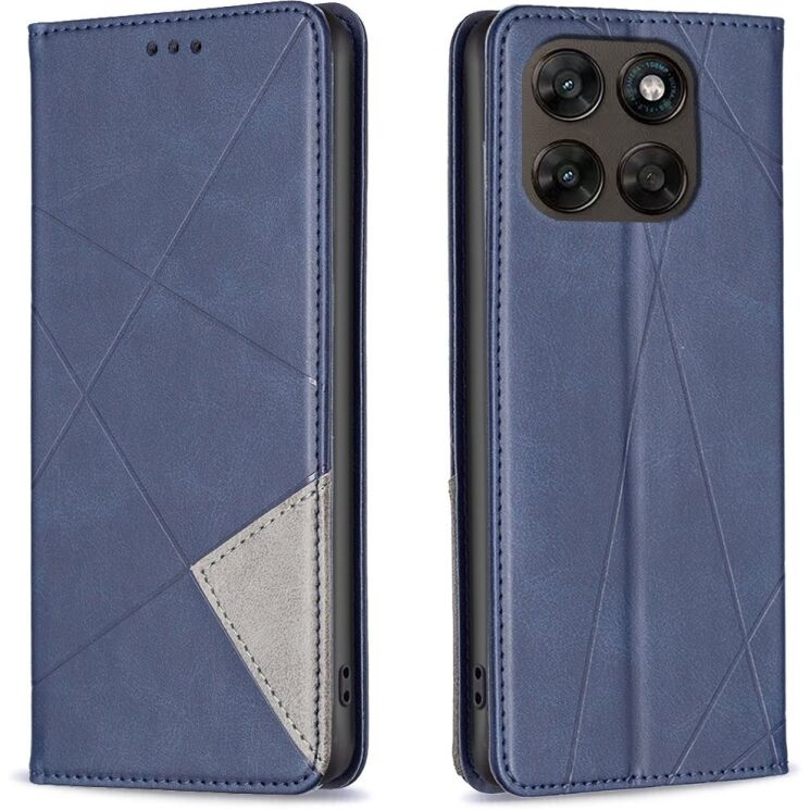Чохол-книжка з кишеньками UniCase Geometric Pattern для Motorola Moto G77 - Blue: фото 1 з 10
