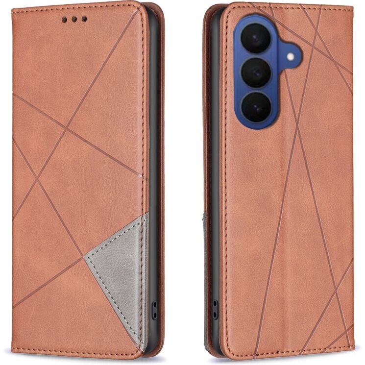Чохол-книжка з кишеньками UniCase Geometric Pattern для Samsung Galaxy A18 / A17 (A175) / A26 (A266) - Brown: фото 1 з 10