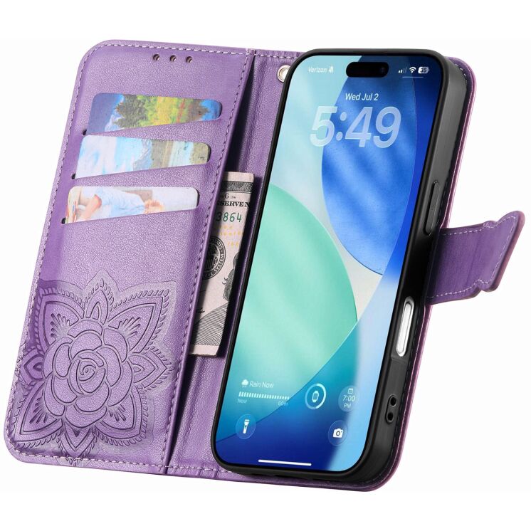 Чохол-книжка з малюнком UniCase Butterfly Pattern для iPhone 18 Pro Max / 17 Pro Max - Light Purple: фото 2 з 9