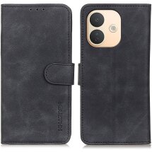 Чехол-книжка с застежкой KHAZNEH Retro Wallet для Xiaomi Redmi Note 17 Pro - Black: фото 1 из 9