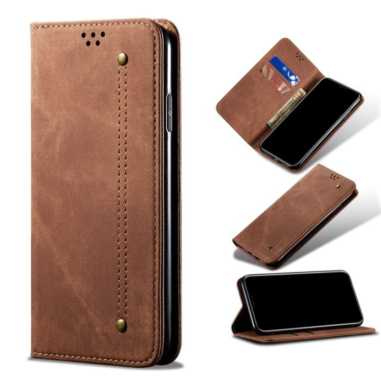 Чехол-книжка с кармашками UniCase Jeans Wallet для OnePlus Nord CE - Brown: фото 7 из 18