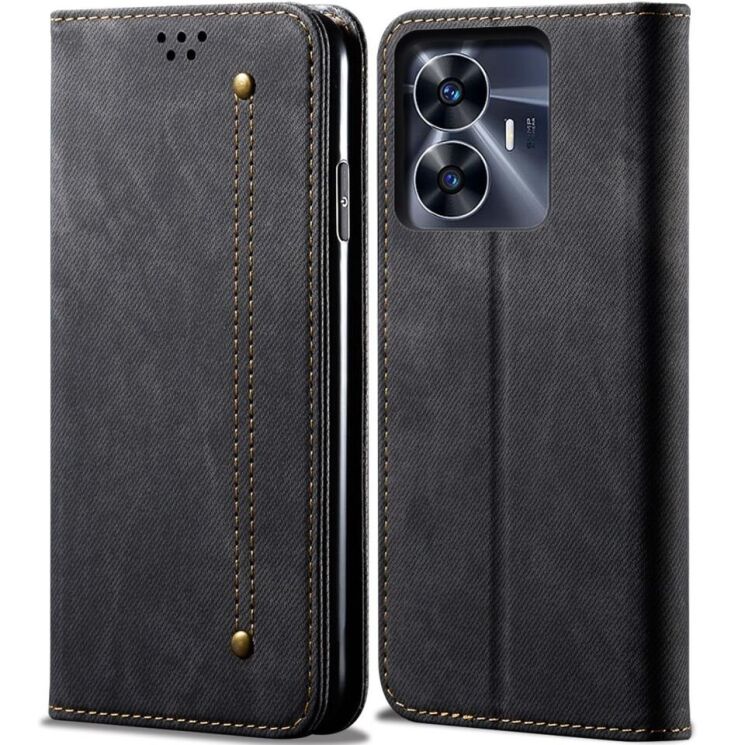 Чехол-книжка UniCase Jeans Wallet для Realme C55 - Black: фото 1 из 8