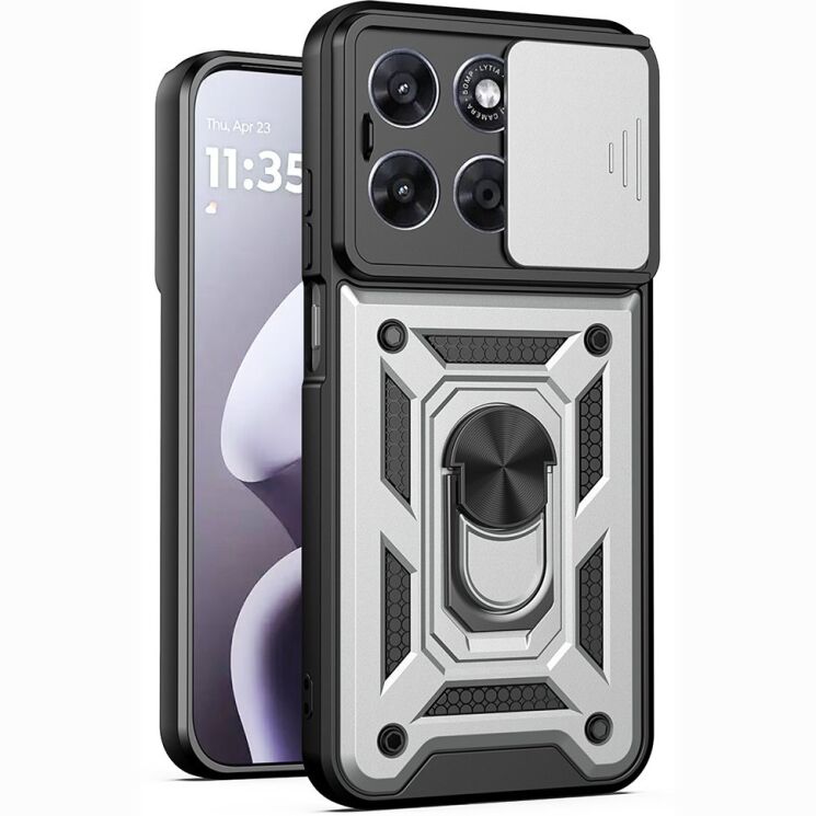 Чохол із захистом камери Deexe Armor Shield для Motorola Moto G57 / G57 Power / G67 Power - Silver: фото 1 з 9