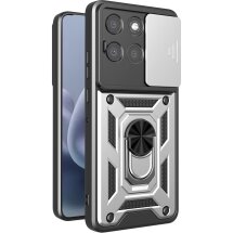 Чехол с защитой камеры Deexe Armor Shield для Motorola Moto G77 - Silver: фото 1 из 9