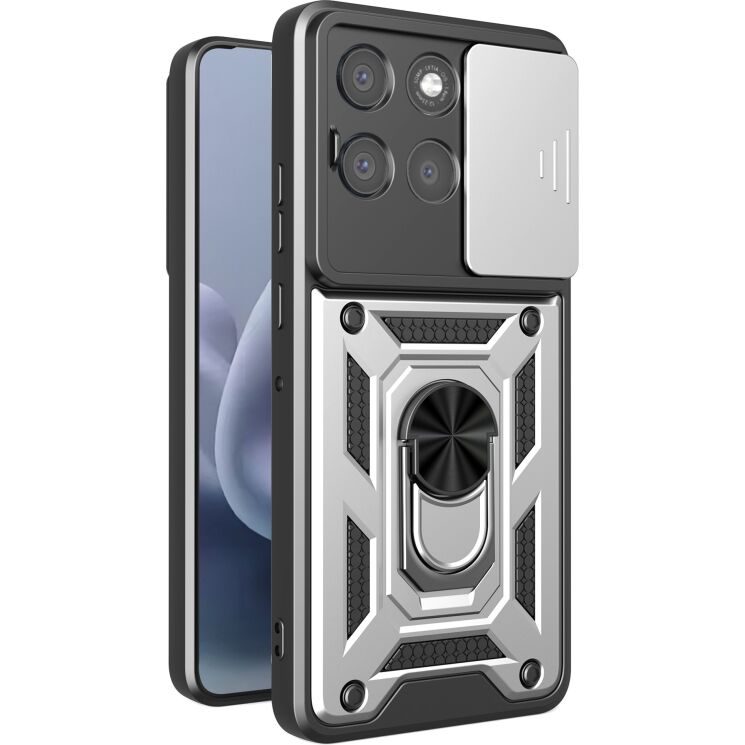 Чехол с защитой камеры Deexe Armor Shield для Motorola Moto G77 - Silver: фото 1 из 9