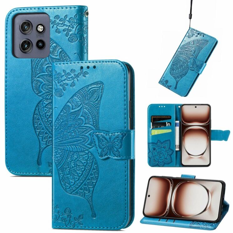 Чехол UniCase Butterfly Pattern для Motorola Edge 50 Neo - Blue: фото 4 из 7