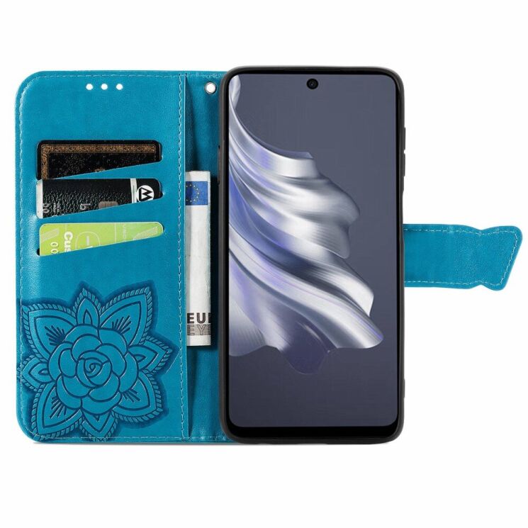 Чохол UniCase Butterfly Pattern для TECNO Spark 20 Pro - Blue: фото 2 з 8