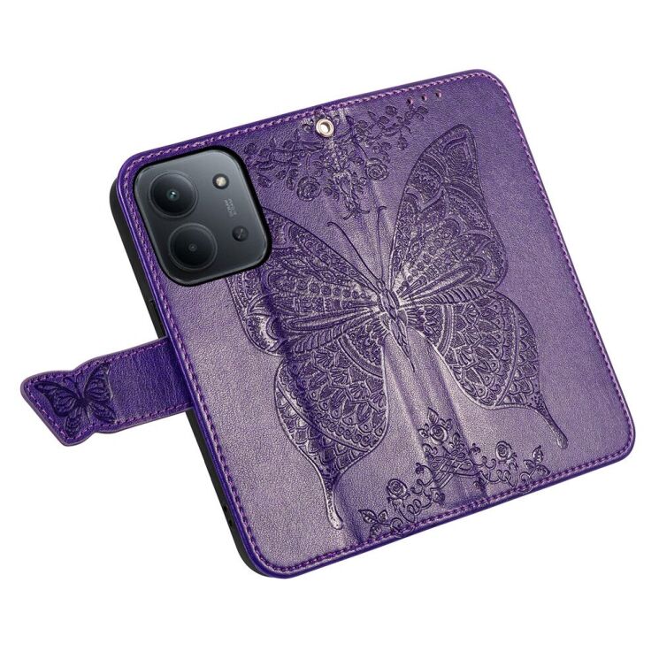 Чехол-книжка с рисунком UniCase Butterfly Pattern для Xiaomi Redmi 15C / Poco C85 - Dark Purple: фото 4 из 9