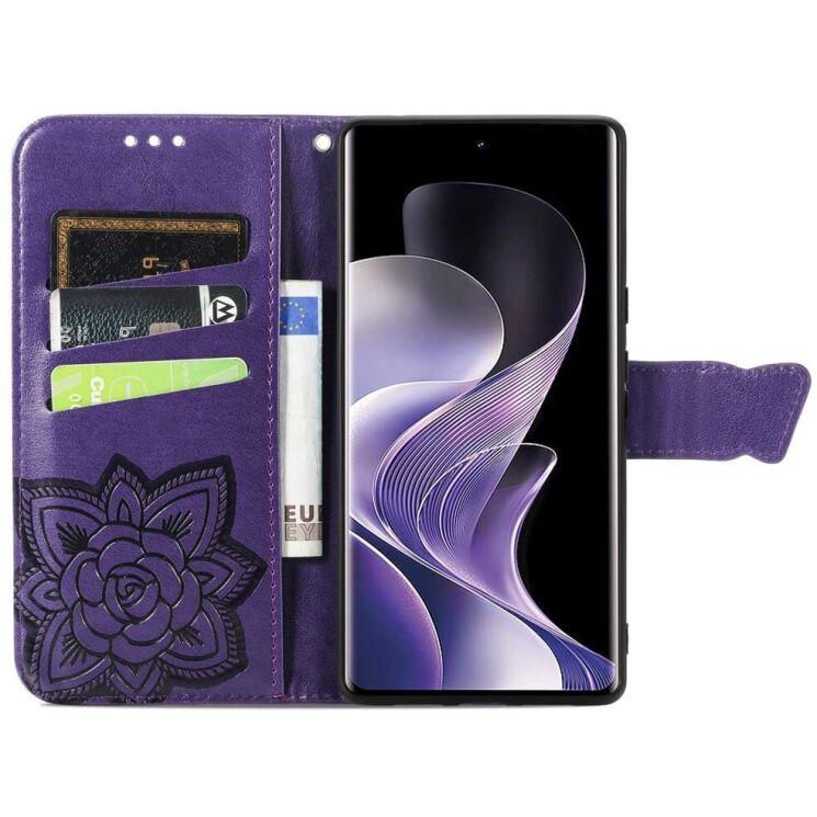 Чехол UniCase Butterfly Pattern для Xiaomi Redmi Note 14 Pro Plus - Dark Purple: фото 2 из 9