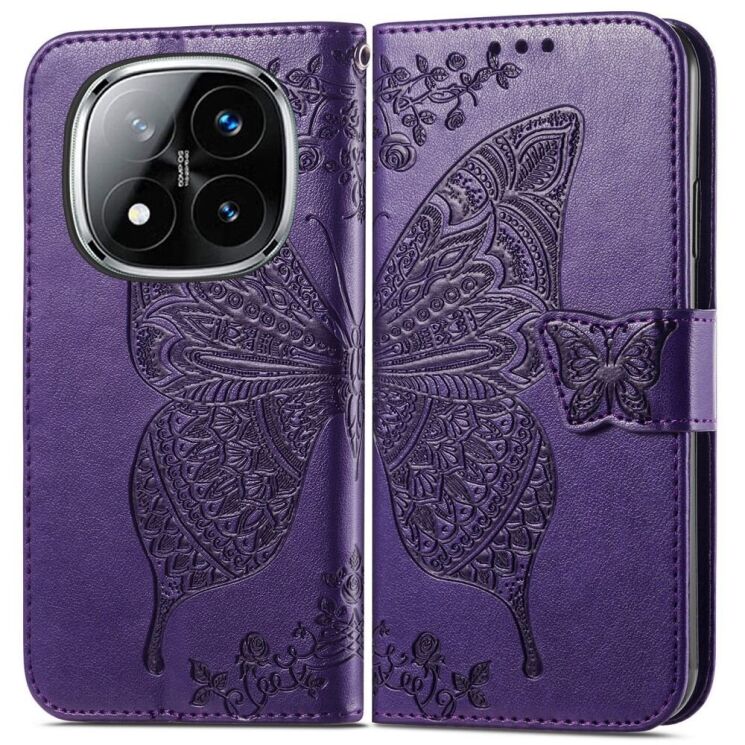 Чехол UniCase Butterfly Pattern для Xiaomi Redmi Note 14 Pro Plus - Dark Purple: фото 1 из 9