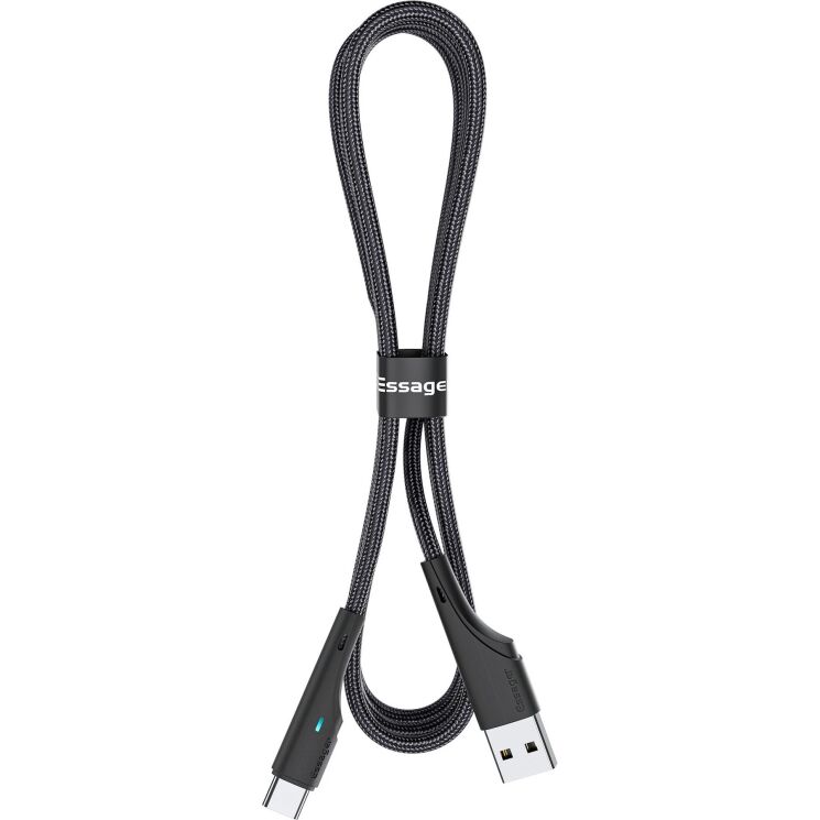 Кабель ESSAGER Rousseau USB to Type-C (3A, 1m) EXCT-LS01 - Black: фото 2 з 18