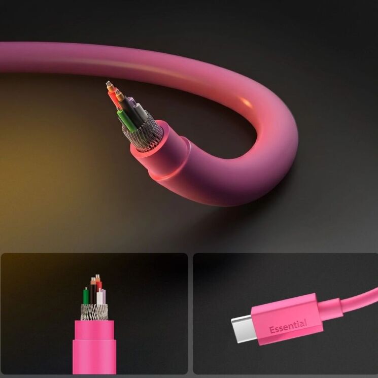 Кабель Spigen Essential EB6010CC Type-C to Type-C (60W, 1m) ACA10414 - Pink (896541P) Кабель Spigen Essential EB6010CC Type-C to Type-C (60W, 1m) ACA10414 - Pink: фото 3 из 6