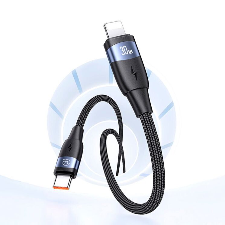 Кабель USAMS US-SJ635 Type-C to Lightning (30W, 2m) - Black: фото 2 из 6
