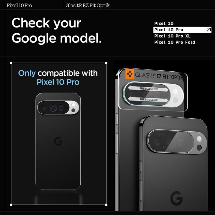 Комплект защитного стекла Spigen (SGP) Optik Lens Protector для Google Pixel 10 Pro (AGL09662) - Crystal Clear: фото 10 из 15