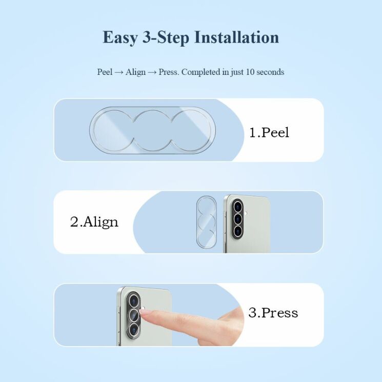 Комплект защитных стекол на камеру LEREACH Camera Lens Protector для Samsung Galaxy A37 (A376) - Transparent: фото 8 из 10