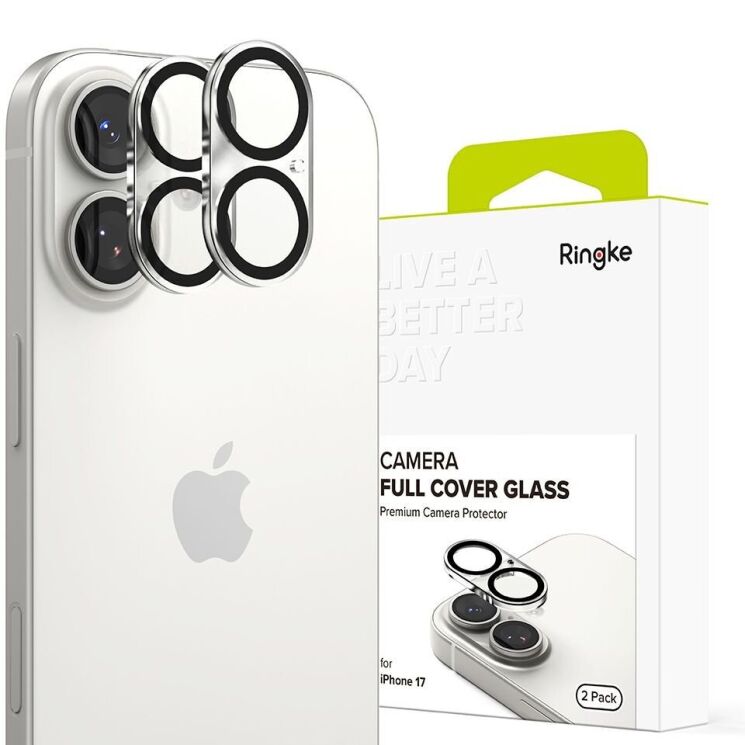 Комплект защитных стекол Ringke Camera Full Cover Glass для iPhone 17 (8800328812369) - Black: фото 1 из 10