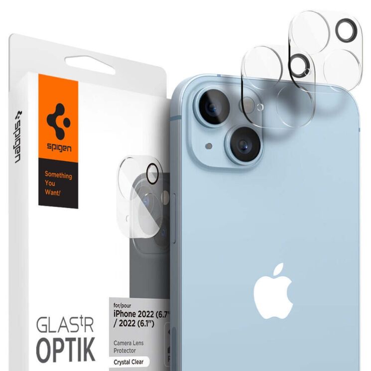 Комплект защитных стекол Spigen (SGP) Optik Lens Protector для Apple iPhone 14 / 14 Plus - Clear: фото 1 из 10