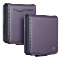Кожаный чехол QIALINO Wallet Case (FF) для Samsung Galaxy Flip 8 - Purple: фото 1 из 11