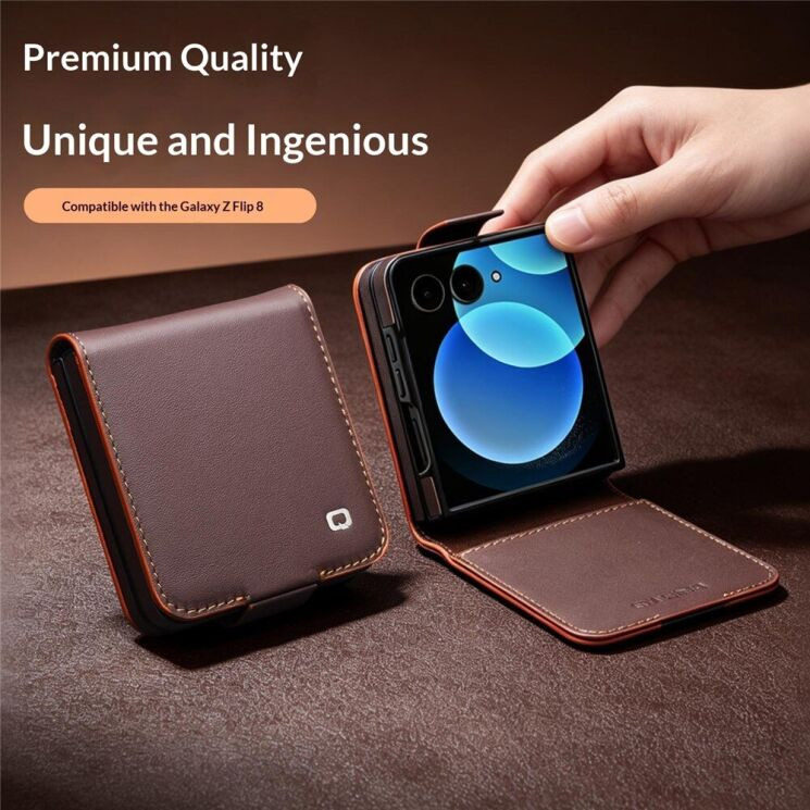 Шкіряний чохол QIALINO Wallet Case (FF) для Samsung Galaxy Flip 8 - Brown (423535Z) Шкіряний чохол QIALINO Wallet Case (FF) для Samsung Galaxy Flip 8 - Brown: фото 6 з 11