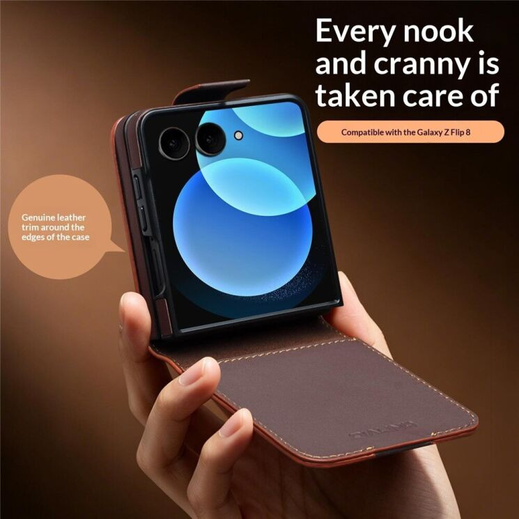 Шкіряний чохол QIALINO Wallet Case (FF) для Samsung Galaxy Flip 8 - Brown (423535Z) Шкіряний чохол QIALINO Wallet Case (FF) для Samsung Galaxy Flip 8 - Brown: фото 8 з 11
