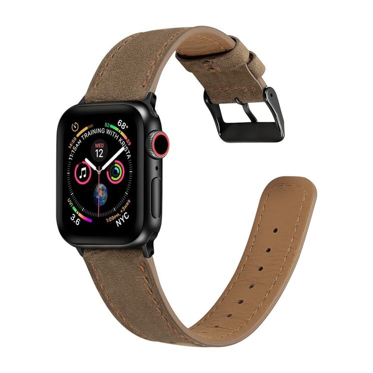 Кожаный ремешок Deexe Leather Strap для Apple Watch 46 / 45 / 44 / SE 44 / 42 (Series 1-3) / Ultra / Ultra 2 - Coffee: фото 4 из 5