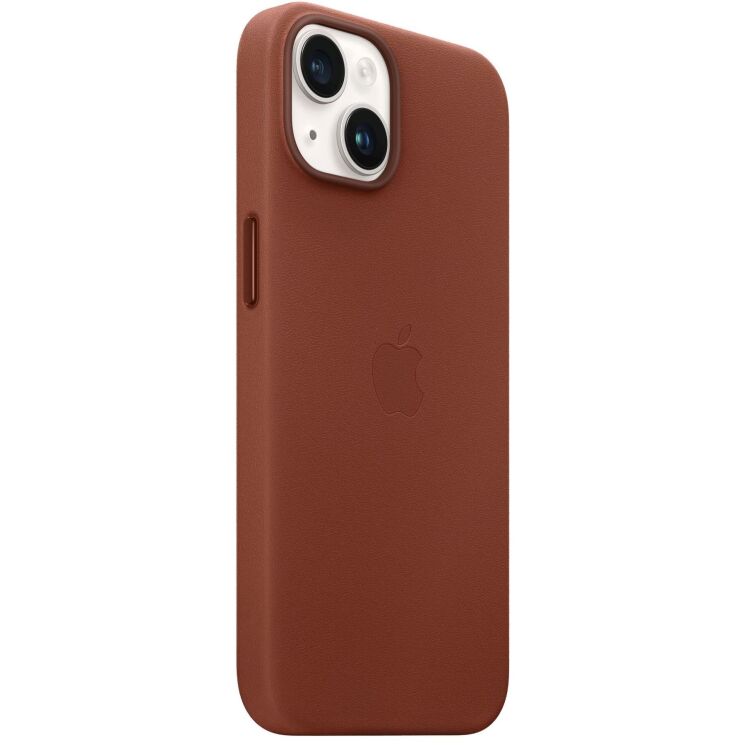 Оригинальный чехол Leather Case with MagSafe для Apple iPhone 14 (MPP73) - Umber: фото 6 из 7