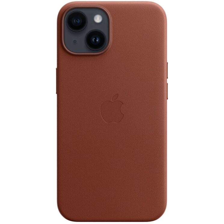 Оригинальный чехол Leather Case with MagSafe для Apple iPhone 14 (MPP73) - Umber: фото 4 из 7