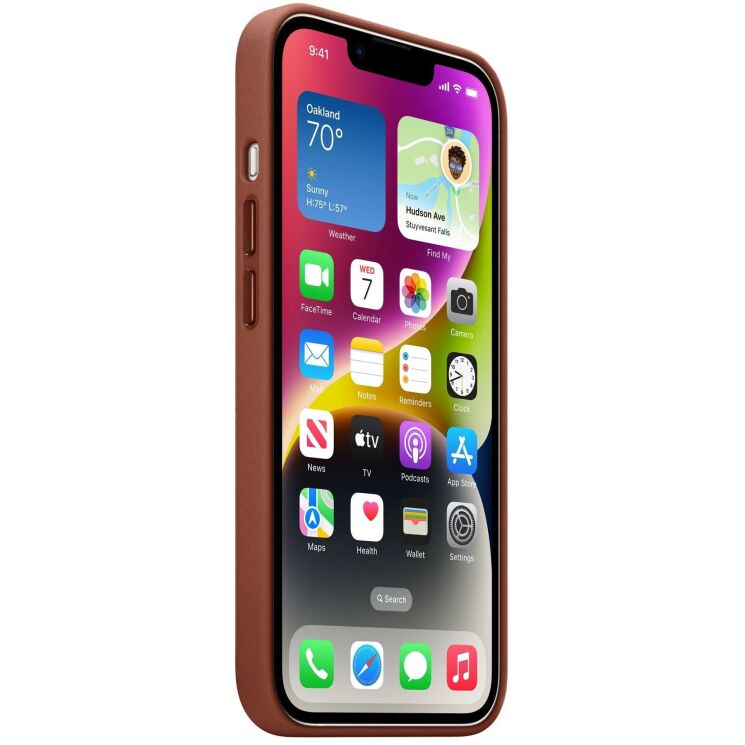 Оригинальный чехол Leather Case with MagSafe для Apple iPhone 14 (MPP73) - Umber: фото 7 из 7