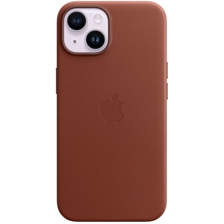 Оригинальный чехол Leather Case with MagSafe для Apple iPhone 14 (MPP73) - Umber: фото 2 из 7
