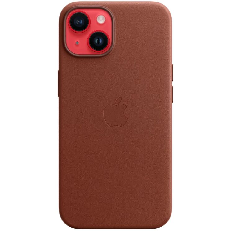 Оригинальный чехол Leather Case with MagSafe для Apple iPhone 14 (MPP73) - Umber: фото 5 из 7