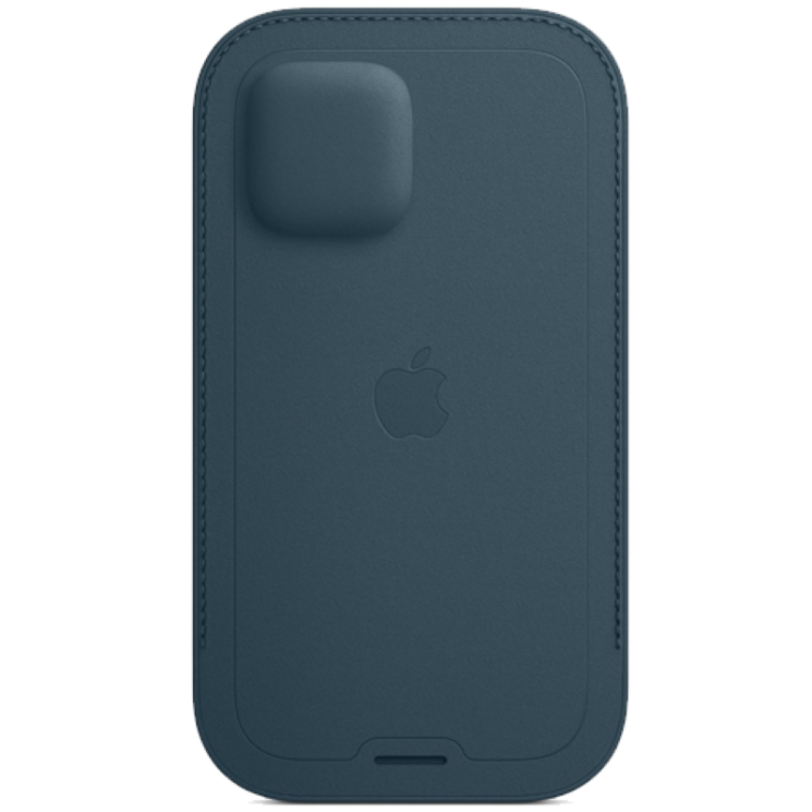 Оригинальный чехол Leather Sleeve MagSafe для Apple iPhone 12 / 12 Pro (MHYD3) - Baltic Blue: фото 2 из 4