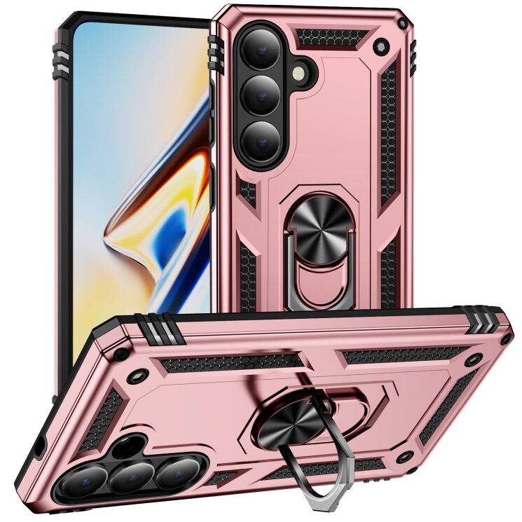 Противоударный чехол с подставкой Deexe Armor Case для Samsung Galaxy S26 - Rose Gold: фото 1 из 7