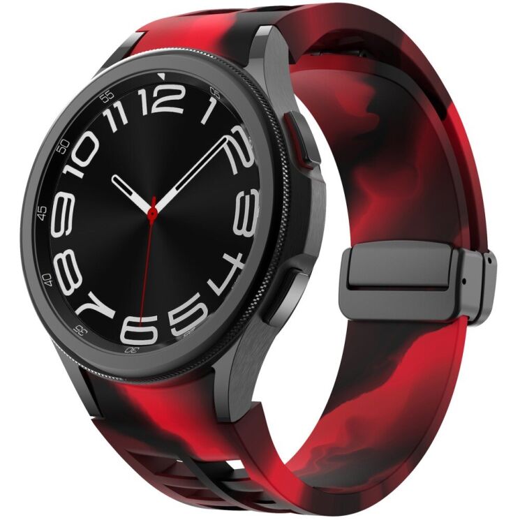 Ремінець Deexe Aurora Strap для Samsung Galaxy Watch 4 / 4 Classic / 5 / 5 Pro / 6 / 6 Classic / 7 / FE - Black / Red: фото 2 з 8