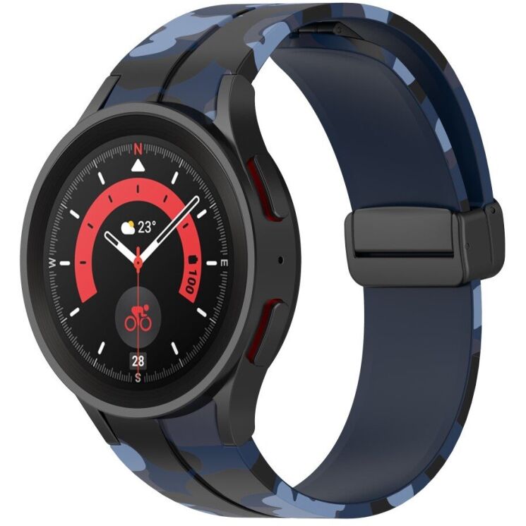 Ремешок Deexe Camo Silicone для Samsung Galaxy Watch 4 / 4 Classic / 5 / 5 Pro - Midnight Blue: фото 4 из 6