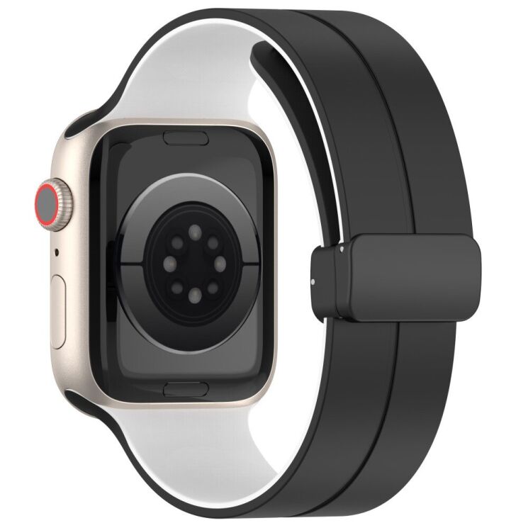 Ремінець Deexe Color Soft Line для Apple Watch 42 (Series 10/11) / 41 / 40 / SE 40 / 38 - Black / White: фото 1 з 7