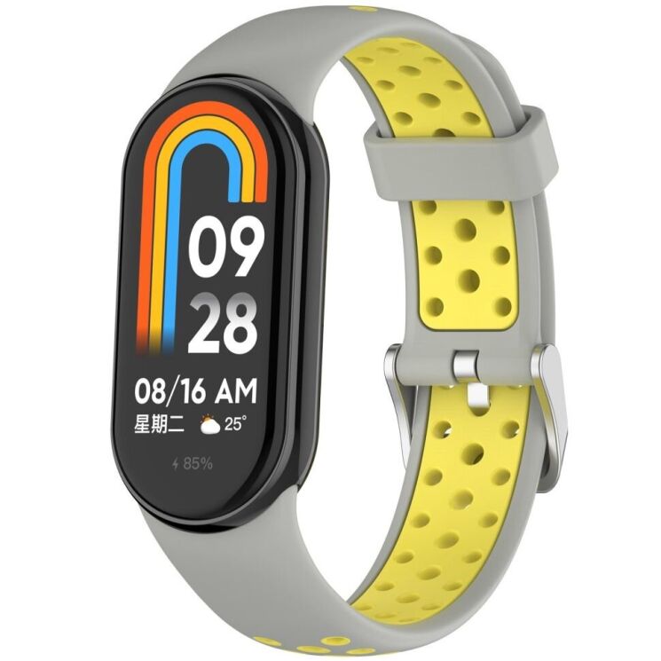 Ремешок Deexe Dot Color для Xiaomi Mi Smart Band 8 / 9 - Grey / Yellow: фото 2 из 9