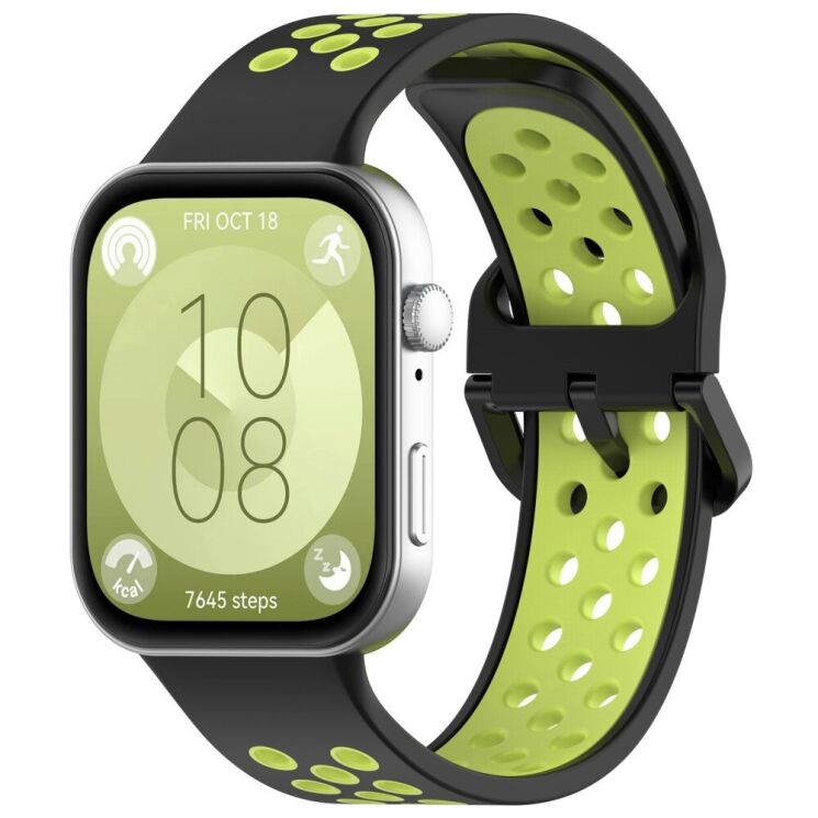 Ремінець Deexe Dual Color для Huawei Watch Fit 3 - Black / Lime: фото 4 з 7