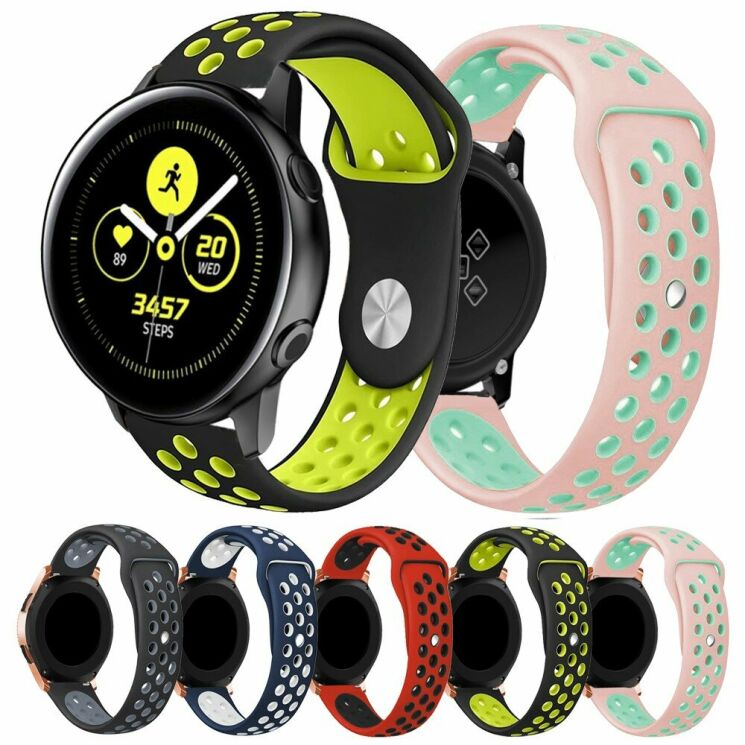 Ремінець Deexe Dual Color для Samsung Galaxy Watch Active - Red / Black: фото 3 з 3