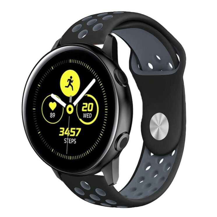 Ремешок Deexe Dual Color для Samsung Galaxy Watch Active - Black / Grey: фото 2 из 3