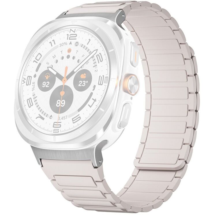 Ремінець Deexe Flexible Fit для Samsung Galaxy Watch Ultra (47mm) / Ultra (2025) - White / Silver: фото 1 з 2