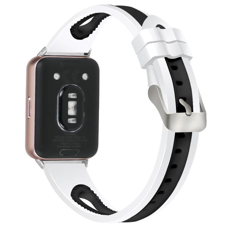 Ремінець Deexe Holes Design для Samsung Galaxy Fit 3 - Black / White: фото 2 з 5