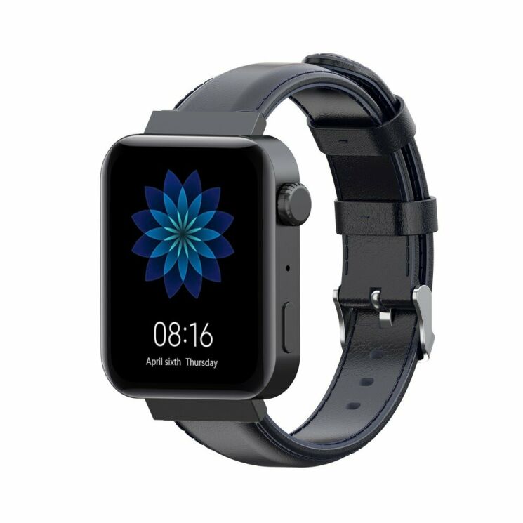 Ремешок Deexe Leather Strap для Xiaomi Mi Watch (Chinese) - Navy Blue: фото 1 из 6