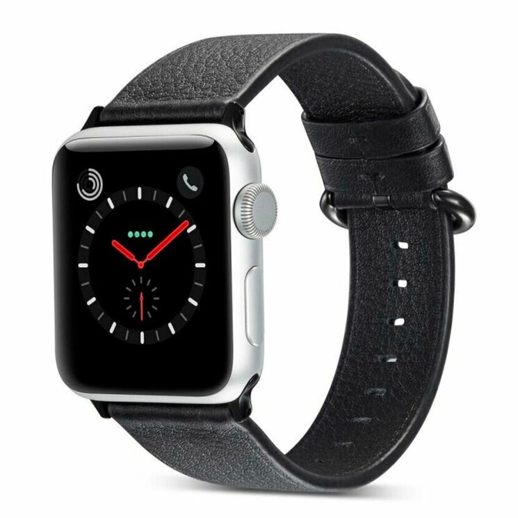 Ремінець Deexe Leather Style для Apple Watch 42 (Series 10) / 41 / 40 / SE 40 / 38 - Black: фото 1 з 4