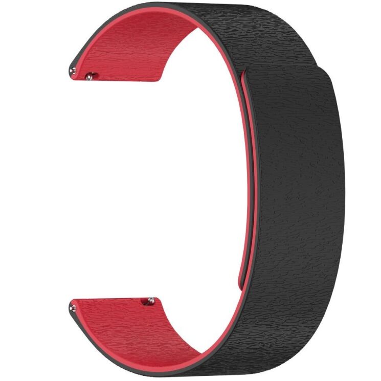Ремешок Deexe Magnetic Silicone Strap для Huawei Watch GT 3 (42mm) - Black / Red: фото 2 из 5