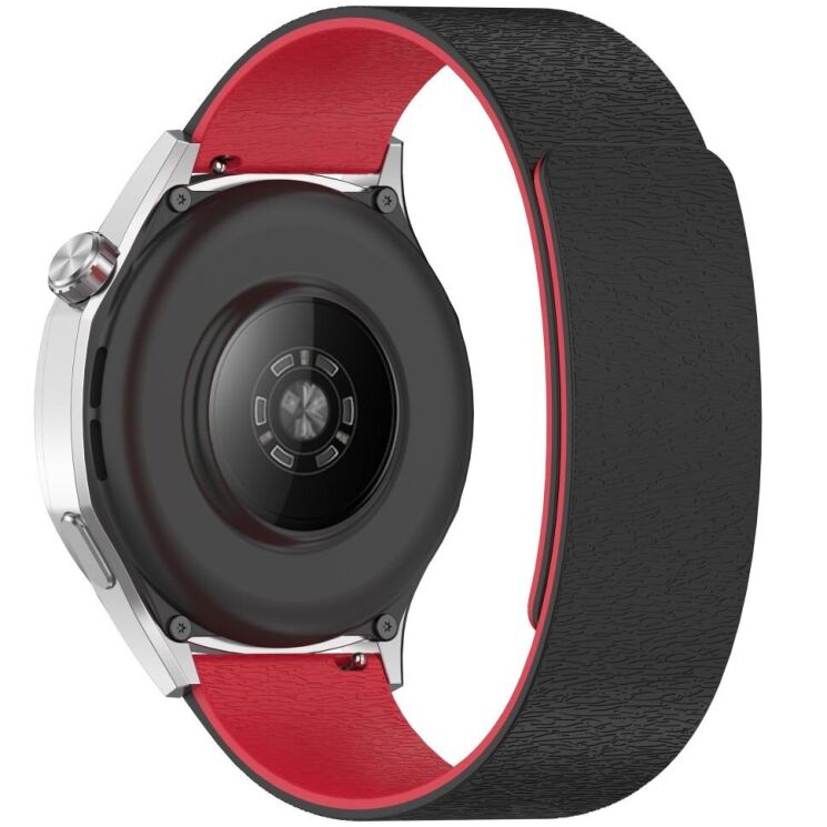 Ремешок Deexe Magnetic Silicone Strap для Huawei Watch GT 3 (42mm) - Black / Red: фото 1 из 5