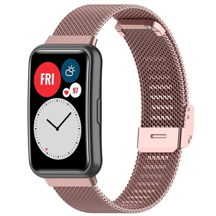 Ремінець Deexe Milanese Bracelet для Huawei Watch Fit - Rose Pink: фото 2 з 12